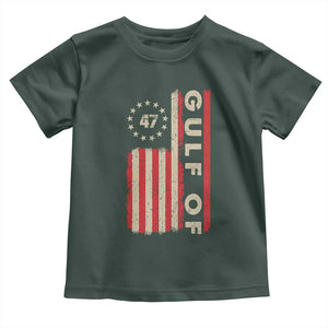 Trump 47 Toddler T Shirt Gulf Of USA American Flag TS09 Dark Forest Green Print Your Wear