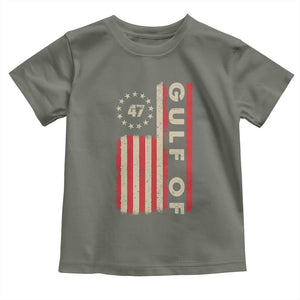 Trump 47 Toddler T Shirt Gulf Of USA American Flag TS09 Military Green Print Your Wear