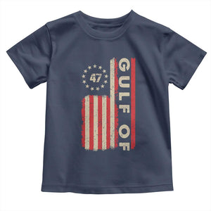 Trump 47 Toddler T Shirt Gulf Of USA American Flag TS09 Navy Print Your Wear