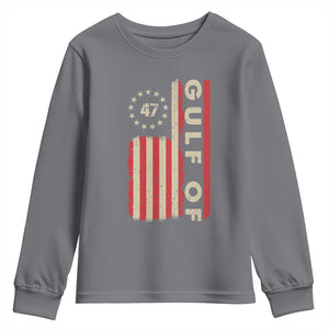 Trump 47 Youth Sweatshirt Gulf Of USA American Flag TS09 Charcoal Print Your Wear