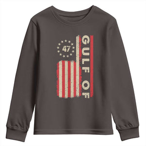 Trump 47 Youth Sweatshirt Gulf Of USA American Flag TS09 Dark Chocolate Print Your Wear