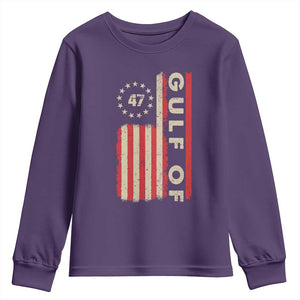 Trump 47 Youth Sweatshirt Gulf Of USA American Flag TS09 Purple Print Your Wear