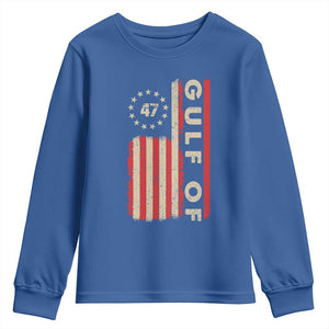 Trump 47 Youth Sweatshirt Gulf Of USA American Flag TS09 Royal Blue Print Your Wear