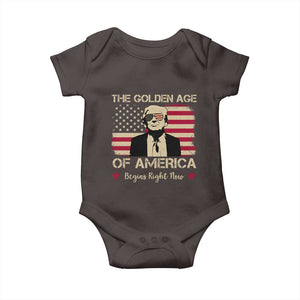 Trump 47 Baby Onesie The Golden Age Of America Begins Right Now 2025 TS09 Dark Chocolate Print Your Wear