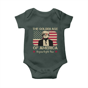 Trump 47 Baby Onesie The Golden Age Of America Begins Right Now 2025 TS09 Dark Forest Green Print Your Wear