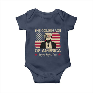 Trump 47 Baby Onesie The Golden Age Of America Begins Right Now 2025 TS09 Navy Print Your Wear