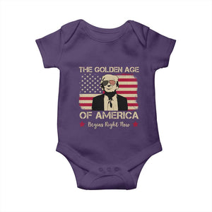 Trump 47 Baby Onesie The Golden Age Of America Begins Right Now 2025 TS09 Purple Print Your Wear