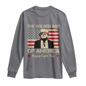 Trump 47 Long Sleeve Shirt The Golden Age Of America Begins Right Now 2025 TS09 Charcoal Print Your Wear