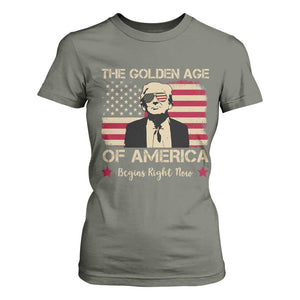 Trump 47 T Shirt For Women The Golden Age Of America Begins Right Now 2025 TS09 Military Green Print Your Wear