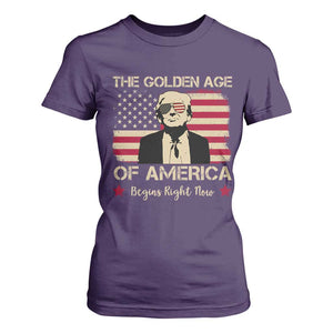 Trump 47 T Shirt For Women The Golden Age Of America Begins Right Now 2025 TS09 Purple Print Your Wear