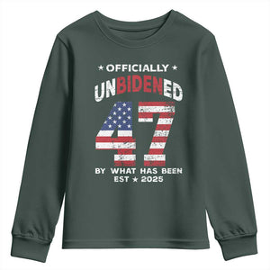 Funny Trump Youth Sweatshirt Unbidened By What Has Been Pun TS09 Dark Forest Green Print Your Wear