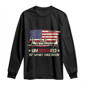 Trump 2025 Long Sleeve Shirt Pun Unbidened By What Has Been American Flag TS09 Black Print Your Wear