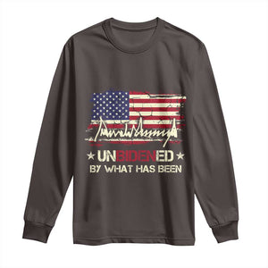 Trump 2025 Long Sleeve Shirt Pun Unbidened By What Has Been American Flag TS09 Dark Chocolate Print Your Wear