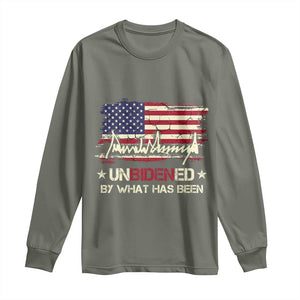 Trump 2025 Long Sleeve Shirt Pun Unbidened By What Has Been American Flag TS09 Military Green Print Your Wear