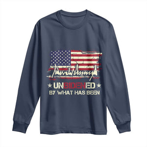 Trump 2025 Long Sleeve Shirt Pun Unbidened By What Has Been American Flag TS09 Navy Print Your Wear