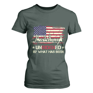 Trump 2025 T Shirt For Women Pun Unbidened By What Has Been American Flag TS09 Dark Forest Green Print Your Wear