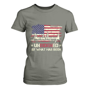 Trump 2025 T Shirt For Women Pun Unbidened By What Has Been American Flag TS09 Military Green Print Your Wear