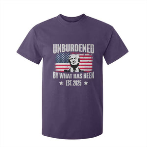 Trump 47 T Shirt For Kid Unburdened By What Has Been Est 2025 TS09 Purple Print Your Wear