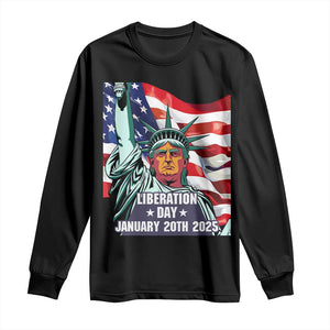 Trump Liberation Day Long Sleeve Shirt Statue Of Liberty January 20th 2025 TS09 Black Print Your Wear