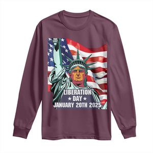 Trump Liberation Day Long Sleeve Shirt Statue Of Liberty January 20th 2025 TS09 Maroon Print Your Wear