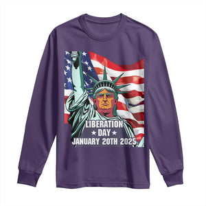 Trump Liberation Day Long Sleeve Shirt Statue Of Liberty January 20th 2025 TS09 Purple Print Your Wear