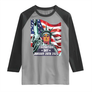 Trump Liberation Day Raglan Shirt Statue Of Liberty January 20th 2025 TS09 Sport Gray Black Print Your Wear