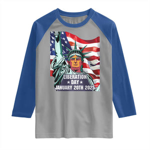 Trump Liberation Day Raglan Shirt Statue Of Liberty January 20th 2025 TS09 Sport Gray Royal Print Your Wear