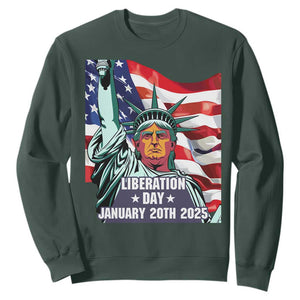 Trump Liberation Day Sweatshirt Statue Of Liberty January 20th 2025 TS09 Dark Forest Green Print Your Wear