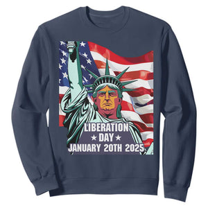 Trump Liberation Day Sweatshirt Statue Of Liberty January 20th 2025 TS09 Navy Print Your Wear