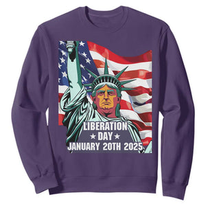 Trump Liberation Day Sweatshirt Statue Of Liberty January 20th 2025 TS09 Purple Print Your Wear