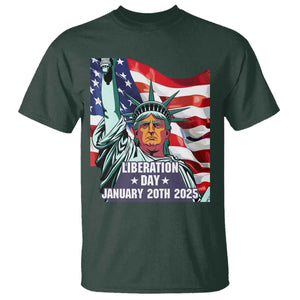 Trump Liberation Day T Shirt Statue Of Liberty January 20th 2025 TS09 Dark Forest Green Print Your Wear