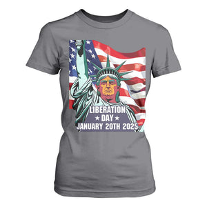 Trump Liberation Day T Shirt For Women Statue Of Liberty January 20th 2025 TS09 Charcoal Print Your Wear