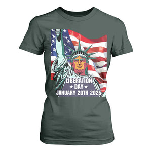 Trump Liberation Day T Shirt For Women Statue Of Liberty January 20th 2025 TS09 Dark Forest Green Print Your Wear