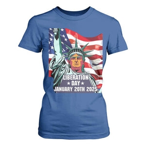 Trump Liberation Day T Shirt For Women Statue Of Liberty January 20th 2025 TS09 Royal Blue Print Your Wear