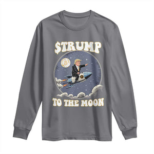 Trump Bitcoin Long Sleeve Shirt Trump To The Moon Funny Crypto TS09 Charcoal Print Your Wear