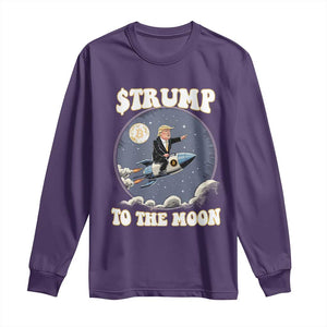 Trump Bitcoin Long Sleeve Shirt Trump To The Moon Funny Crypto TS09 Purple Print Your Wear