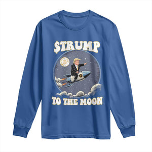 Trump Bitcoin Long Sleeve Shirt Trump To The Moon Funny Crypto TS09 Royal Blue Print Your Wear