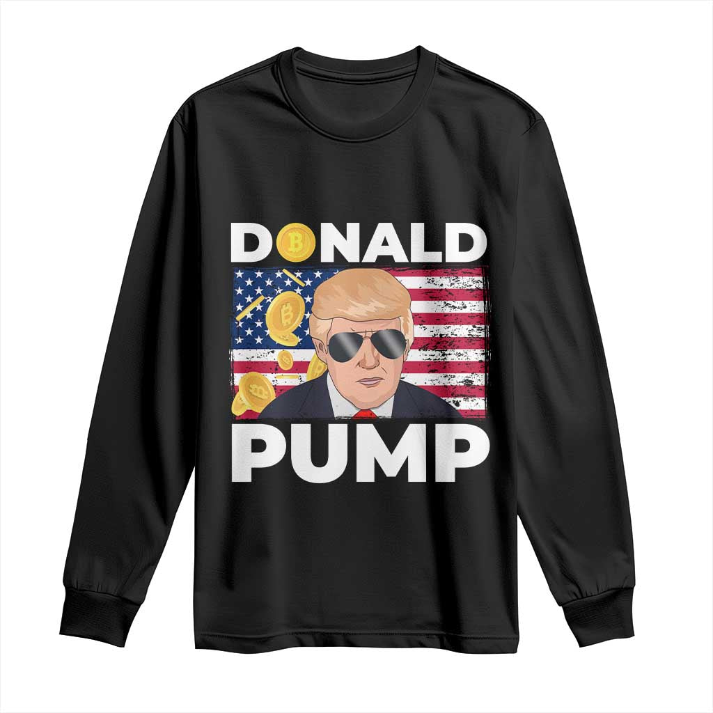 Bitcoin Trump Long Sleeve Shirt Donald Pump Funny Crypto TS09 Black Print Your Wear