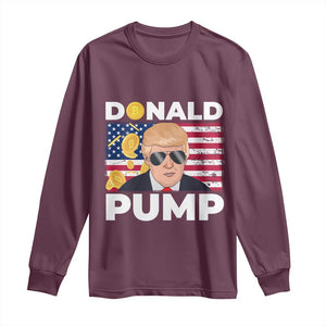 Bitcoin Trump Long Sleeve Shirt Donald Pump Funny Crypto TS09 Maroon Print Your Wear