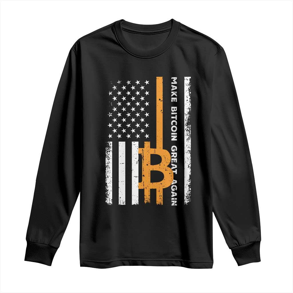 Make Bitcoin Great Again Long Sleeve Shirt Crypto Enthusiasts Trump Coin 2025 TS09 Black Print Your Wear