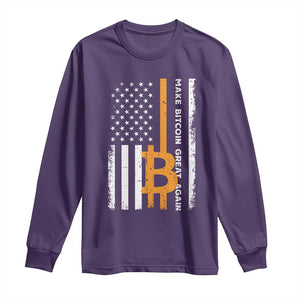 Make Bitcoin Great Again Long Sleeve Shirt Crypto Enthusiasts Trump Coin 2025 TS09 Purple Print Your Wear