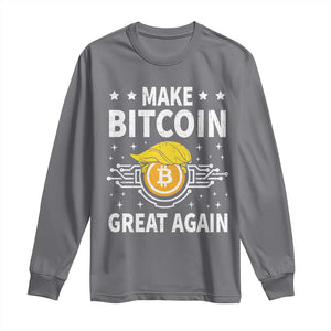 Funny Crypto Enthusiasts Trump Coin 2025 Long Sleeve Shirt Make Bitcoin Great Again TS09 Charcoal Print Your Wear