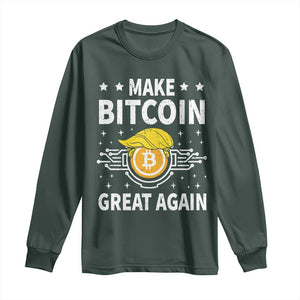 Funny Crypto Enthusiasts Trump Coin 2025 Long Sleeve Shirt Make Bitcoin Great Again TS09 Dark Forest Green Print Your Wear