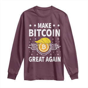 Funny Crypto Enthusiasts Trump Coin 2025 Long Sleeve Shirt Make Bitcoin Great Again TS09 Maroon Print Your Wear