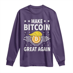 Funny Crypto Enthusiasts Trump Coin 2025 Long Sleeve Shirt Make Bitcoin Great Again TS09 Purple Print Your Wear