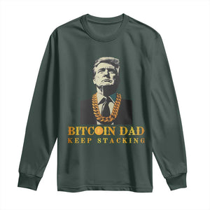 Funny Trump Bitcoin Dad Long Sleeve Shirt TS09 Dark Forest Green Print Your Wear