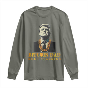 Funny Trump Bitcoin Dad Long Sleeve Shirt TS09 Military Green Print Your Wear