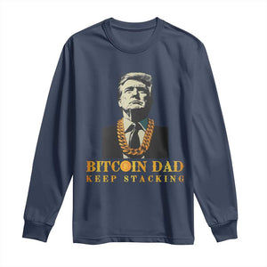 Funny Trump Bitcoin Dad Long Sleeve Shirt TS09 Navy Print Your Wear