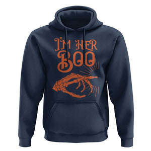 Halloween Couple Matching Hoodie I'm Her Boo Skeleton Hand TS09 Navy Print Your Wear