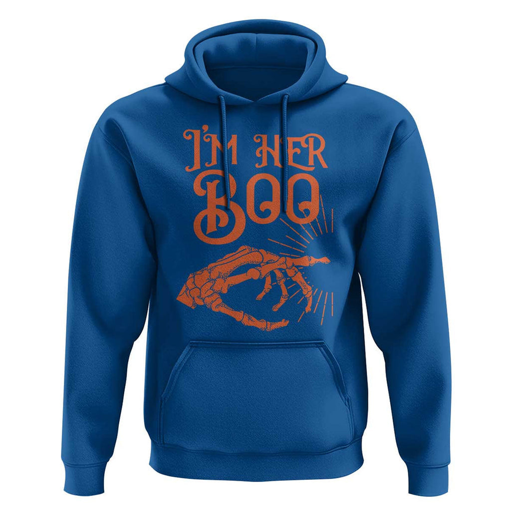 Halloween Couple Matching Hoodie I'm Her Boo Skeleton Hand TS09 Royal Blue Print Your Wear